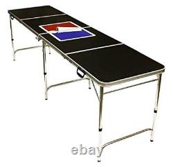 8' Folding Beer Pong Table with Bottle Opener, Ball Rack and 6 Pong Balls