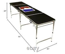 8' Folding Beer Pong Table with Bottle Opener, Ball Rack and 6 Pong Balls