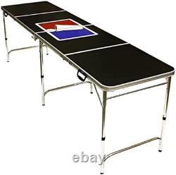 8' Folding Beer Pong Table with Bottle Opener, Ball Rack and 6 Pong Balls