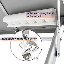 8' Folding Beer Pong Table with Bottle Opener, Ball Rack and 6 Pong Balls S