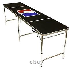 8' Folding Beer Pong Table with Bottle Opener Ball Rack and 6 Pong Balls Sp