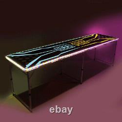 8-Foot Beer Pong Table withCup Holes, LED Lights