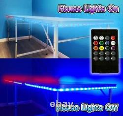 8-Foot Folding Beer Pong Table withLED Lights & Beer Pong USA Flag with LED Lights