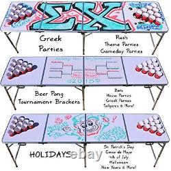 8 Foot Portable Beer Pong / Tailgate Tables Black, 8-Feet Custom Dry Erase