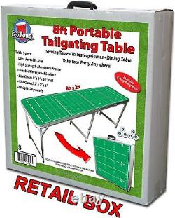 8 Foot Portable Beer Pong / Tailgate Tables Black, Football, American Fl