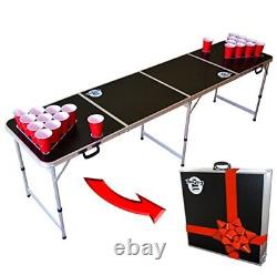 8 Foot Portable Beer Pong / Tailgate Tables Football, American Flag, or Black