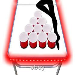 8-Foot Professional Beer Pong Table With Cup Holes Amp Led Glow Lights Trucker