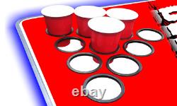 8-Foot Professional Beer Pong Table with Cup Holes & LED Glow Lights Beer Pong