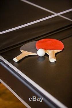 84 Pool Table Billiard Balls Cue Tennis Tabletop Ping Pong Paddles 2 in 1 Game