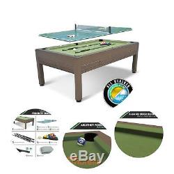84-inch Outdoor Billiard Pool Table Tennis Top Resin Wicker Weather Resistant