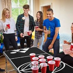 8ft Beer Pong Table with Carrying Handle Foldable Perfect for College Party Game