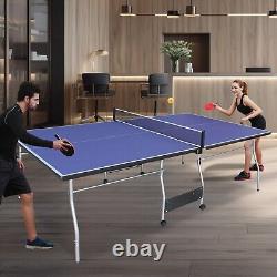 8ft Mid-Size Table Tennis Table Foldable & Portable Ping Pong Indoor & Outdoor