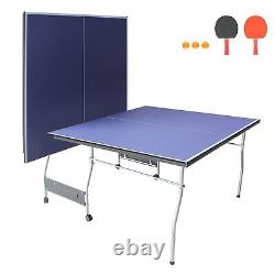 8ft Mid-Size Table Tennis Table Foldable & Portable Ping Pong Indoor & Outdoor