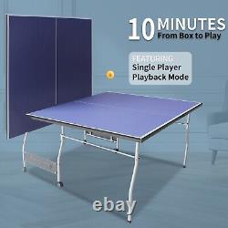 8ft Mid-Size Table Tennis Table Foldable & Portable Ping Pong Indoor & Outdoor