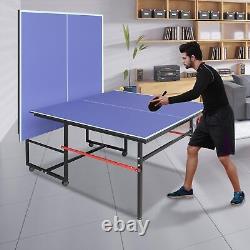 8ft Mid-Size Table Tennis Table Foldable & Portable Ping Pong Table Set for I