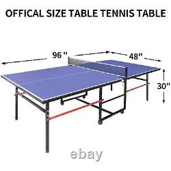 8ft Mid-Size Table Tennis Table Foldable & Portable Ping Pong Table Set for I