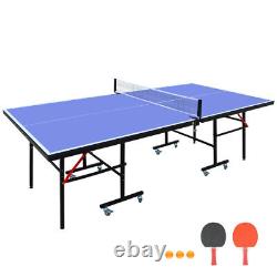 8ft Mid-Size Table Tennis Table Foldable&Portable Ping Pong Table Set for Indoor