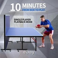 8ft Mid-Size Table Tennis Table Foldable&Portable Ping Pong Table Set for Indoor