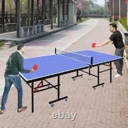 8ft Mid-Size Table Tennis Table Foldable&Portable Ping Pong Table Set for Indoor