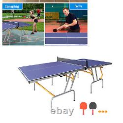 8ft Mid-Size Table Tennis Table Foldable Table Games with Net, 2 Paddles, 3 Ball