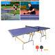 8ft Mid-size Table Tennis Table Foldable Table Games With Net, 2 Paddles, 3 Ball