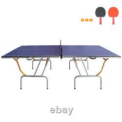 8ft Mid-Size Table Tennis Table Foldable Table Games with Net, 2 Paddles, 3 Ball