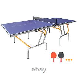 8ft Mid-Size Table Tennis Table Foldable Table Games with Net, 2 Paddles, 3 Ball