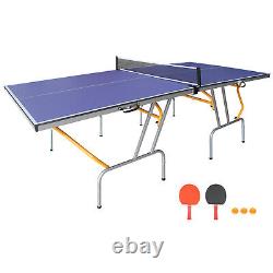 8ft Mid-Size Table Tennis Table Foldable Table Games with Net, 2 Paddles, 3 Ball