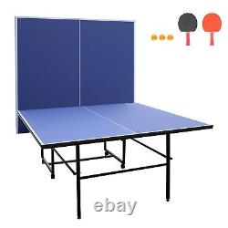 9ft Mid-Size Table Tennis Table Foldable & Portable Ping Pong Table Set