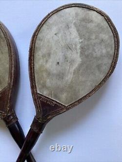 Antique Ping Pong Vellum Wooden Handle Victorian Paddles Vintage