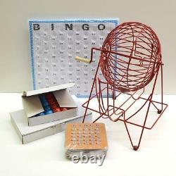 BINGO CAGE RED 15 With75 BALLS TABLE TENNIS MASTERBOARD AND 10 SHUTTER CARDS