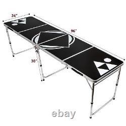 Beer Pong Table 8 FEET Portable with Bottle Opener & 6 Pong Balls Over 35
