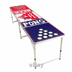 Beer Pong Table 8' Folding Tailgate Drinking Game Cup Holes Led Lights #15