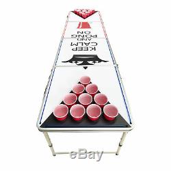 Beer Pong Table 8' Folding Tailgate Drinking Game Cup Holes Led Lights #9