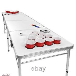 Beer Pong Table Outdoor 8 Foot With Customizable Dry Erase Surface Accessories