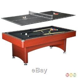 Bristol 7-ft Game Table 2-in-1 Pool & Table Tennis In Black And Cherry