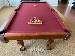 Brunswick 8' Allenton Chestnet Pool Table, Ping Pong Top and Cue Stand