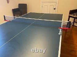Brunswick 8 foot claw pedestal pool/ping pong table. With wall rack and 5 cues