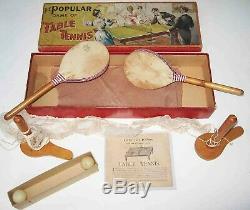 C1880s POPULAR GAME OF TABLE TENNIS Boxed Set by WILLIAMS & CO Paris with NET