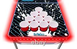Com 8-Foot PartyPong Pong Table Party Edition with Cup Holes & LED Lights