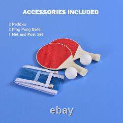 Costway 60 Portable Table Tennis Ping Pong Folding Table WithAccessories Indoor Y1