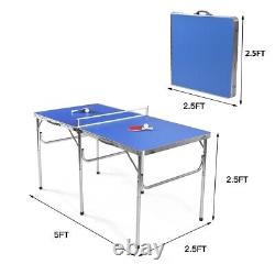 Costway 60 Portable Table Tennis Ping Pong Folding Table WithAccessories Indoor Y1
