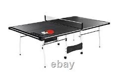 ESPN Mid Size 15mm 4-Piece Indoor Table Tennis Table, Accessories Included, Blac