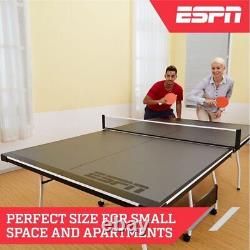 ESPN Mid Size 4-Piece INDOOR Table Tennis Table, Accessories Included, Mint