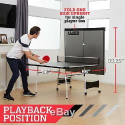 ESPN Mid-Size Folding Table Tennis Table with Paddles and Balls