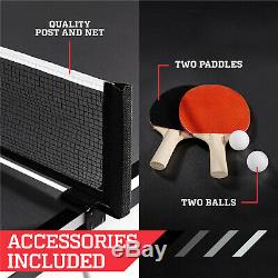 ESPN Mid-Size Folding Table Tennis Table with Paddles and Balls