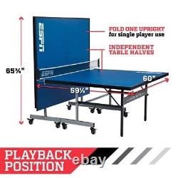 ESPN Official Size 2 Piece 15mm Indoor Quick Match Table Tennis Table, Blue