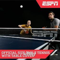 ESPN Official Size 2-Piece Table Tennis Table with Table Cover, Includes Premium