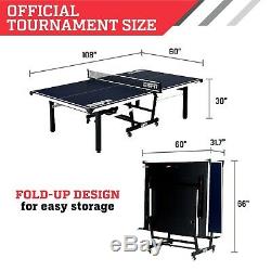 ESPN Official Size 2-Piece Table Tennis Table with Table Cover, Includes Premium