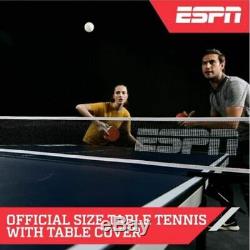 ESPN Official Size Table Tennis Table with Table Cover for Single or 2 Players N
